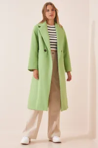 Happiness İstanbul Women's Green Shawl Collar Stamped Coat #1797886