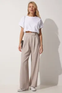 Happiness İstanbul Women's Beige Loose Trousers with Velcro Fastener #2848170