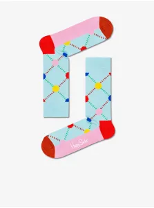 Pink-Blue Patterned Socks Happy Socks Argyle Dot - Women