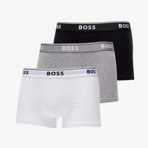 Hugo Boss Stretch-Cotton Trunks With Logo Waistbands 3-Pack White/ Grey/ Black #1865522