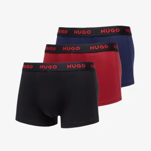 Hugo Boss Logo-Waistband Trunks 3-Pack Black/ Blue/ Red #2779354