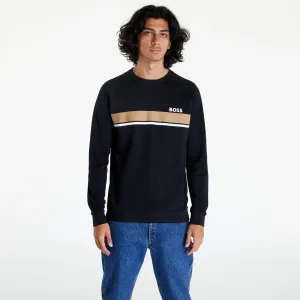 Hugo Boss Cotton-Terry Loungewear Sweatshirt with Logo and Stripes Black #251918
