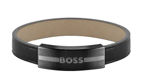 Hugo Boss Bracciale fashion in pelle nera 1580490 19 cm