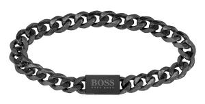 Hugo Boss Elegante bracciale nero da uomo Chain Link 1580145 19 cm