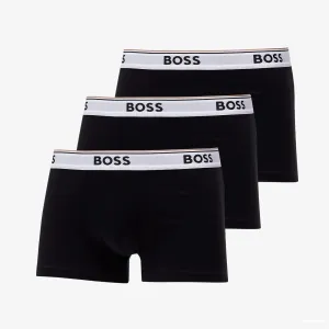 Hugo Boss Stretch-Cotton Trunks With Logo Waistbands 3-Pack Black #251905