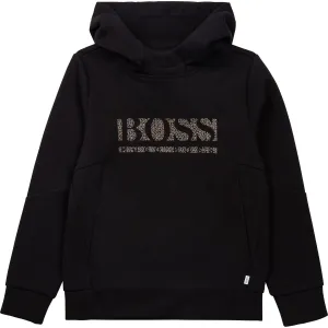 Hugo Boss Boys  Black Cotton Logo Hoodie - 12Y BLACK