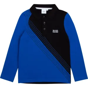 Hugo Boss Boys Long Sleeve Polo Blue & Black - BLACK 6Y