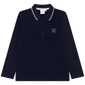 Hugo Boss Boys Navy Logo Polo Shirt - 8Y BLACK