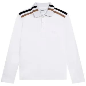 Hugo Boss Shoulder Stripe Polo Shirt White - 6Y White