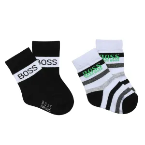 Hugo Boss Baby Black & White Socks (2 Pack) - 6 M (17 cm) BLACK