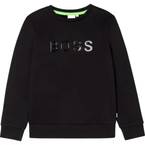 Hugo Boss Boys  Black Cotton Logo Sweater - 8Y BLACK