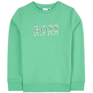 Hugo Boss Boys Logo Sweater Green - 10Y Green