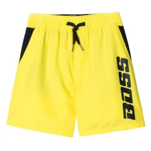 Hugo Boss Boys Logo Swimshorts Yellow - YELLOW 14Y