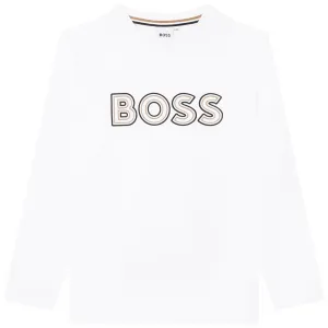 Hugo Boss Baby Boys Logo Long Sleeved T-shirt White - 12M WHITE