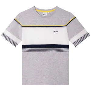 Hugo Boss Boys Chest Logo T Shirt Grey - 4Y Grey