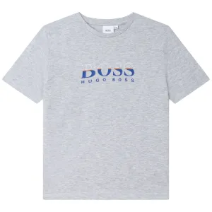 Hugo Boss Boys Grey Logo T-Shirt - 4Y GREY