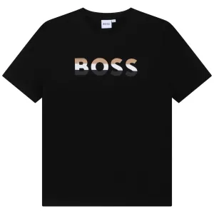 Hugo Boss Boys Logo T-shirt Black - 10Y BLACK
