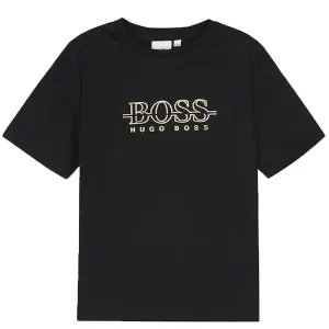 Hugo Boss Boys Logo T-shirt Black - 8Y BLACK