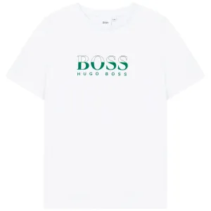 Hugo Boss Boys White Logo Shirt - 4Y WHITE