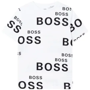 Hugo Boss Boys White Logo T-Shirt - 16Y WHITE