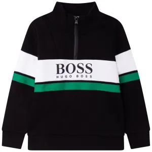 Hugo Boss Boys Black Cotton Zip-Up Top - 10Y BLACK