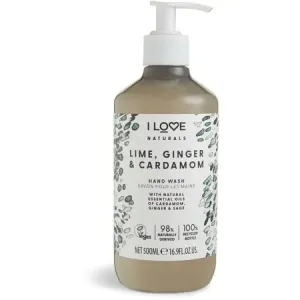I Love Sapone liquido idratante per le mani Naturals Lime, Ginger & Cardamon (Hand Wash) 500 ml