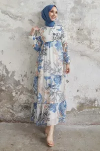 InStyle Lace Chiffon Dress - Blue