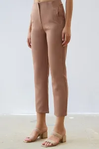 InStyle High Waist Plier Double Fabric Trousers - Milk Brown