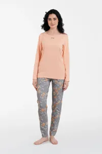 Women's pyjamas Kasali long sleeves, long legs - salmon pink/print #2905462
