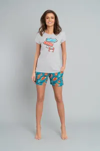 Women's pyjamas Oceania, short sleeves, shorts - light melange/print
