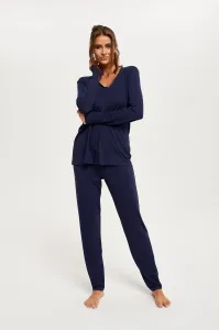 Women's Song Pajamas, Long Sleeves, Long Pants - Dark Blue