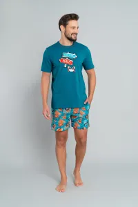 Men's Crab pyjamas, short sleeves, shorts - blue-green/print #2941496