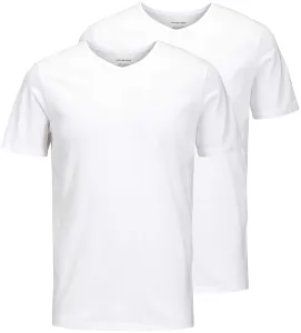 Set of two white basic T-shirts with clamshell neckline Jack & Jones - Men #196620