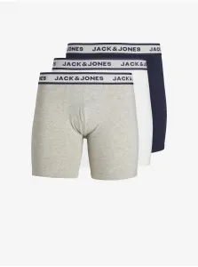 Jack & Jones Set of three men's boxers in light gray, white and dark blue bar - Men #2330067