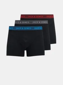 Jack&Jones 3 PACK - boxer da uomo JACWAISTBAND 12127816 Asphalt Hawaian ocean & Fiery red XL