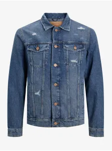 Blue Denim Jacket with Tattered Jack & Jones Jean Effect - Mens #1615160