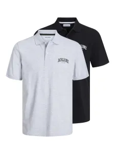 Jack&Jones 2 PACK - t-shirt polo da uomo JJEJOSH Standard Fit 12257011 Black/White Melange L