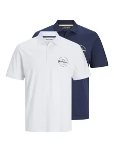 Jack&Jones 2 PACK - t-shirt polo da uomo JJFOREST Standard Fit 12256945 Navy Blazer/White L