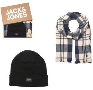 Jack&Jones Set da uomo - berretto e sciarpa JACFROST 12197780 Oxblood Red Navy Blazer Beanie
