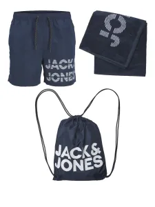Jack&Jones Set da uomo - pantaloncini da bagno, telo mare e borsa JPSTSUMMER Regular Fit 12235500 Navy Blazer M
