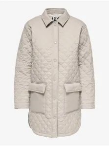 Cream Quilted Long Winter Jacket JDY Augusta - Women