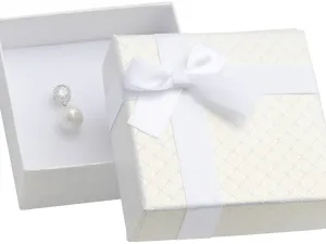 JK Box Scatola regalo bianca per set di gioielli con nastro AT-5/A1