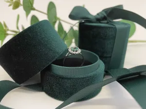 JK Box Scatola regalo di velluto smeraldo per anello con nastro LTR-3/P/A19
