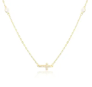 JVD Collana elegante placcata oro Croce con zirconi SVLN0017SH2GO45
