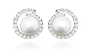 JVD Orecchini in argento con vere perle e zirconi SVLE0328SH8P100