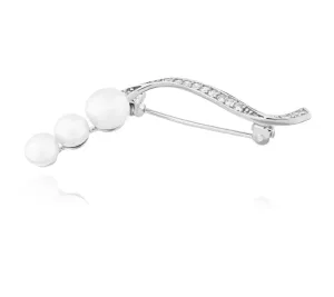 JVD Spilla elegante in argento con perle e zirconi SVLD0002XD2P100