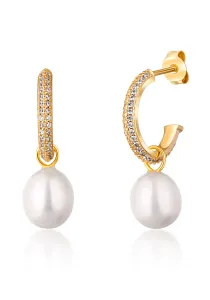 JwL Luxury Pearls Bellissimi orecchini a cerchio placcati oro con perle vere 2in1 JL0771