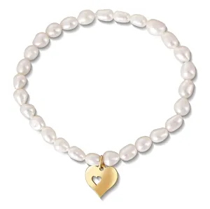 JwL Luxury Pearls Bracciale di vere perle con cuore dorato JL0691