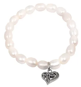 JwL Luxury Pearls Bracciale di vere perle con cuore in metallo JL0417