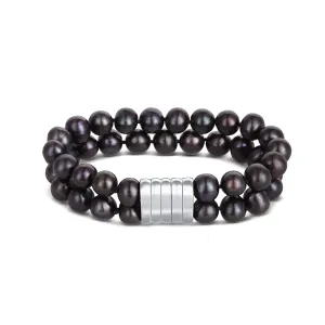 JwL Luxury Pearls Bracciale doppio di vere perle nere JL0599